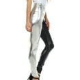 thumbnail image 3 of Sakkas Shiny Liquid Metallic High Waist Stretch Leggings - Made in USA - Black / Silver - XL, 3 of 6