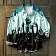 thumbnail image 2 of Halloween Shirts for Men Casual Long Sleeve Button Down Lapel Blouse Outdoor Loose Comfy Mens Shirts Light Blue S, 2 of 5