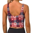 thumbnail image 3 of Haiem Heart Plaid Pattern Womens Sports Bra - U Neck Padded Low Impact Yoga Bra Workout Crop Top Gym Moisture-Wicking Workout Vest -Small, 3 of 9