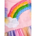 thumbnail image 3 of Toddler Girls Summer Tutu Dress Tulle Dresses Rainbow Sundress with Ruffled Sleeveless & Belt Party Princess Outfit for 3-4 T Kids, Rainbow, 3 of 11