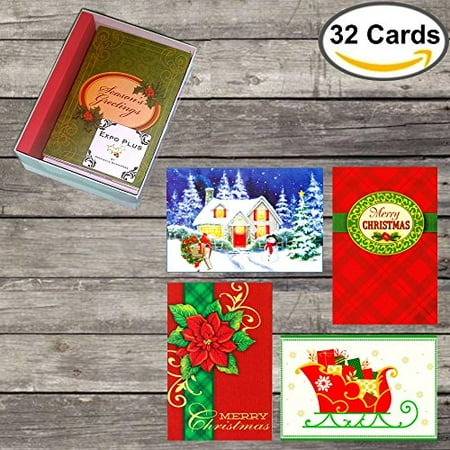 Box Set 32 christmas cards: Assorted Designs in Attractive Box with