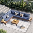 thumbnail image 2 of ELPOSUN Patio L Shaped Conversation Sectional Sofa Set with Coffee Table, 7 Pieces Patio Furniture Seating Group with Side Table for Backyard Garden, Navy, 2 of 6