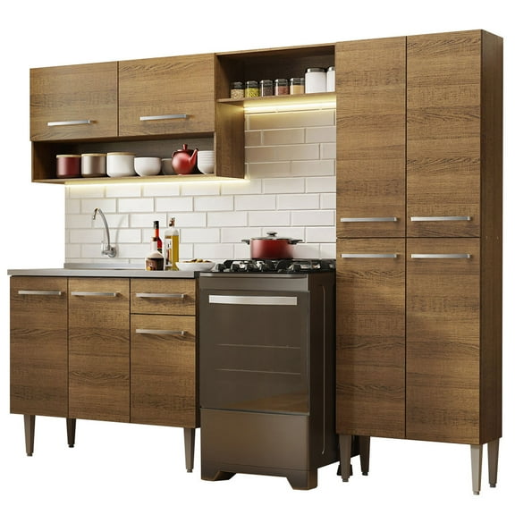 Cocina Integral Madesa Emilly 229 cm con Tarja marrón