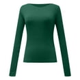 thumbnail image 2 of DuoJiaJ Women's Ribbed Long Sleeve Tops, Crew Neck Slim Fit Undershirts Knit Basic Casual Stretch Layering Tee Shirts Green L, 2 of 2