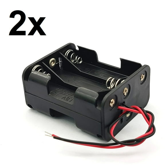 2x 6-AAA Battery Spring Clip Holder Case Plastic Box Tow Layers Stacked 9V DC
