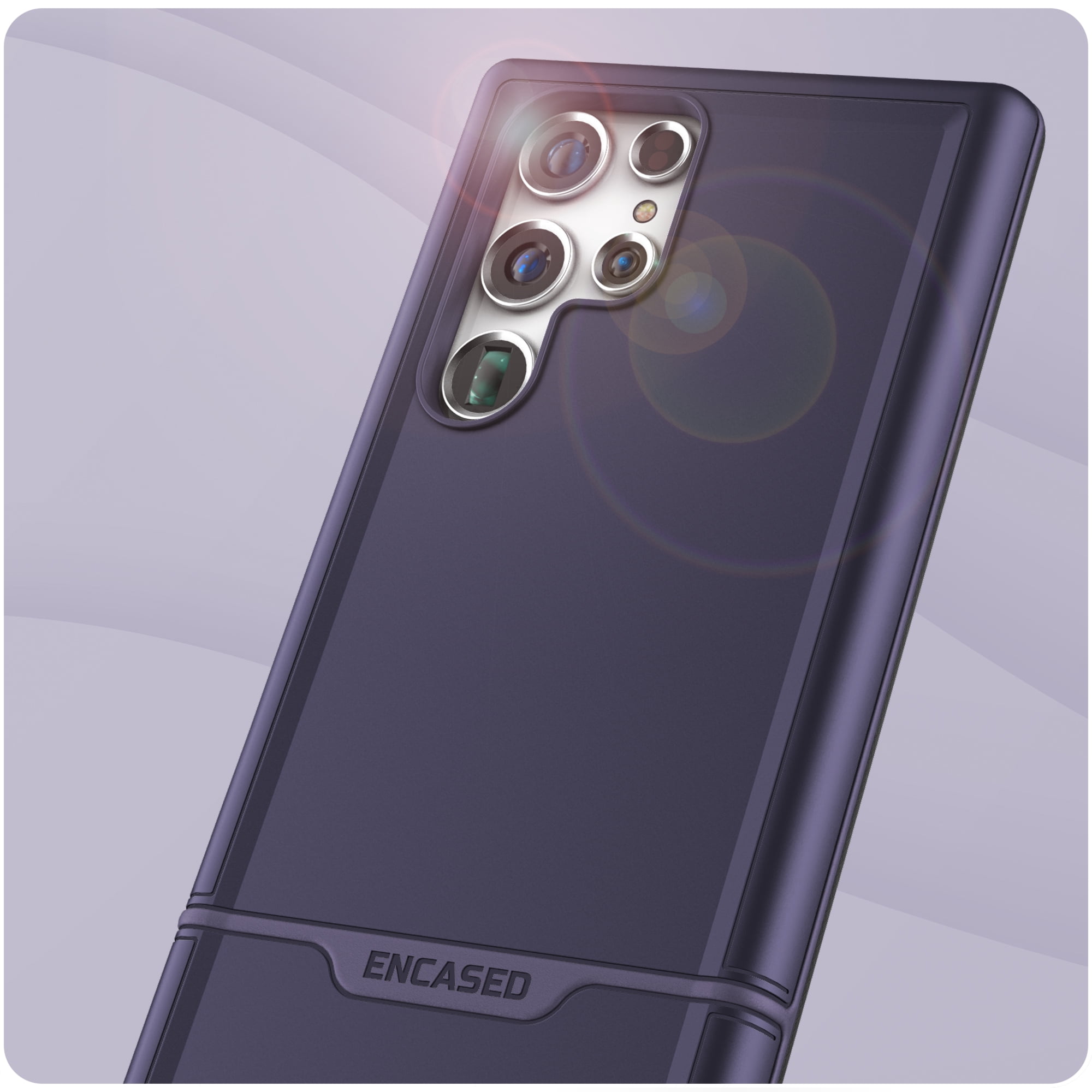 Encased Designed Rebel Series for Samsung Galaxy S22 Ultra Case, Protective Heavy Duty Phone Case - Purple