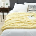 thumbnail image 5 of JONIYEAR Cute Fluffy Feather Faux Fur Throw Blanket for Couch Sofa 50" x 60", Decorative Soft Long Shaggy Fuzzy Blanket, Warm Blanket for Winter, Reversible Cozy Furry Blanket for Gift Wedding,Yellow, 5 of 9