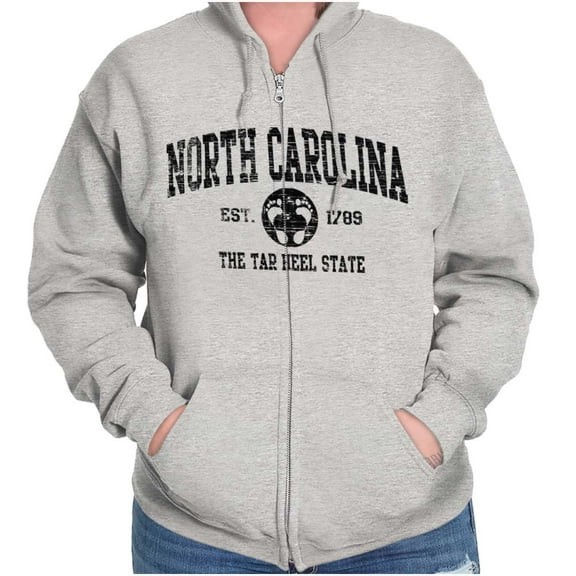 North Carolina Cute Footprints Beach Zip Up Hoodie Men's Women's Brisco Brands S
