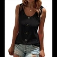 thumbnail image 3 of Camiseta Sin Mangas con Botones Delanteros para Mujer, Verano 2025, Informal, Holgada, con Cuello Redondo, Sin Mangas, Color Negro, Talla XL, 3 of 6