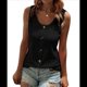 thumbnail image 3 of Camiseta Sin Mangas con Botones Delanteros para Mujer, Verano 2025, Informal, Holgada, con Cuello Redondo, Sin Mangas, Color Negro, Talla S, 3 of 6