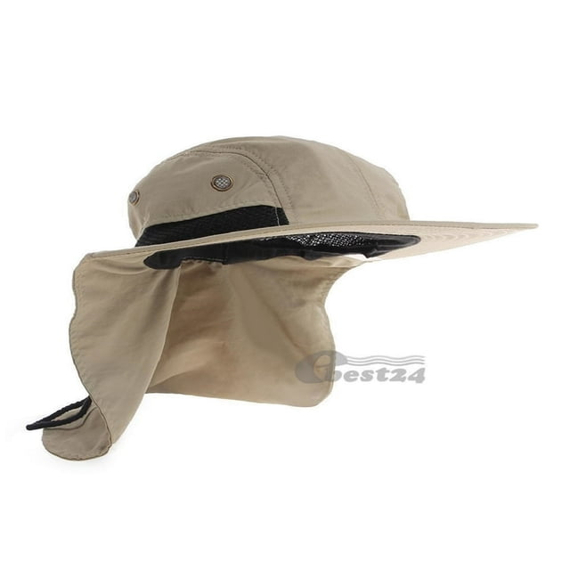 Chapeau de Soleil d'Été pour Hommes avec Protection UV, Extérieur, Couverture Complète, Grand Bord, Nuque à Rabat pour la Pêche, la Randonnée, la Chasse