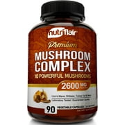 NutriFlair Mushroom Complex Supplement with 10 Mushrooms Lions Mane & Cordyceps, 90 Count