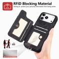 thumbnail image 5 of for iPhone 17 Pro Max Phone Case Wallet with Card Holder,PU Leather Flip Folio Case,RFID Blocking Ring Holder Kickstand Wrist Strap Magnetic Protective Women Men Cover,Black,For iPhone 17 Pro Max, 5 of 11