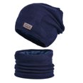 thumbnail image 5 of Hadanceo 2 Pcs/Set Winter Hat Scarf Set Knitted Soft Plush Elastic Anti-slip Thick Cold Resistant Cycling Beanie Neck Wrap Neck Warmer Outdoor Cap Scarf Set Navy Blue, 5 of 8