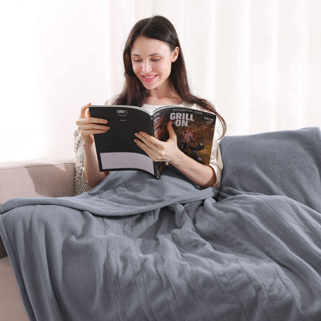 MaxKare Electric Blanket Twin Size, Heated Blanket with 10H Auto-off & 4 Heating Levels, 62'' x 84'' Polar Fleece, Grey