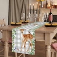 thumbnail image 2 of Table Runners 72 Inches Long Dress Scarves, Spring Botanical Farmhouse Kitchen Table Runner, Coffee Tablerunners, Green Leaves Deers Birds Flowers Gray Plaid 14x72 Inch, 2 of 9