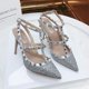 thumbnail image 1 of Summer Luxury Women's Gladiator Pointed Sandals Leather Matte Roman Fashion Metal Rivet Pumps Party Versatile Women's High Heels, 1 of 5
