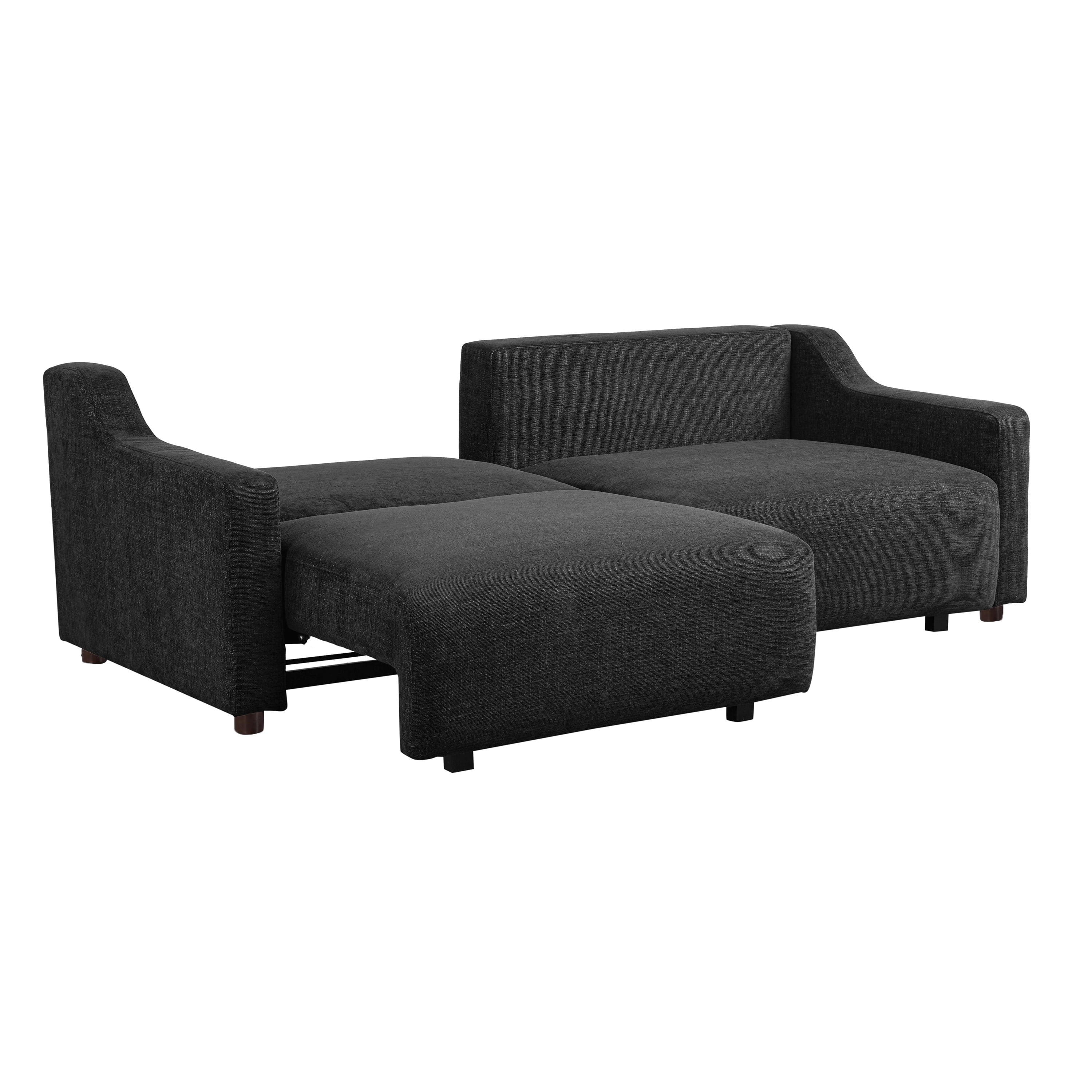 Serta Giles Modern Style Convertible Sofa, Black Chenille Fabric