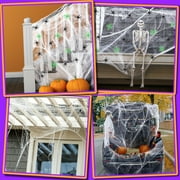 JoyX Halloween Spider Web Decorations, 1000 Sqft Super Stretch Spider Webs with 60 Plastic Fake Spider Glow in the Dark, Indoor/Outdoor 300g/10.58 oz