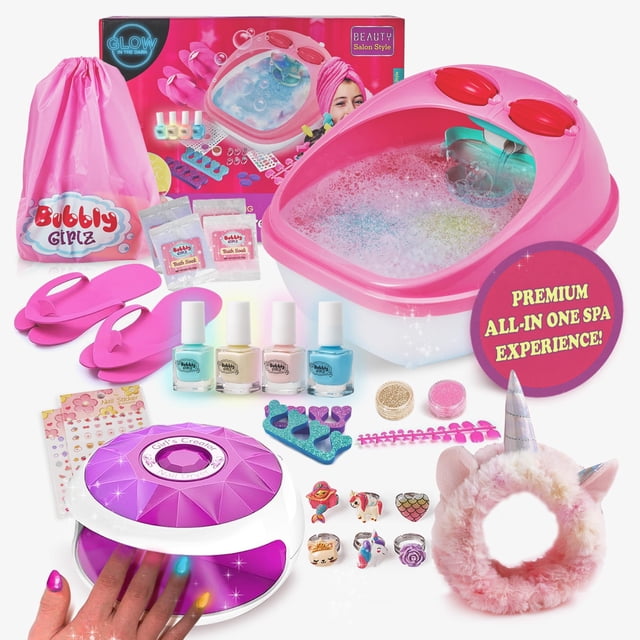 Kit de spa para pies Bubbly Girlz que brilla en la oscuridad con kit de pedicura