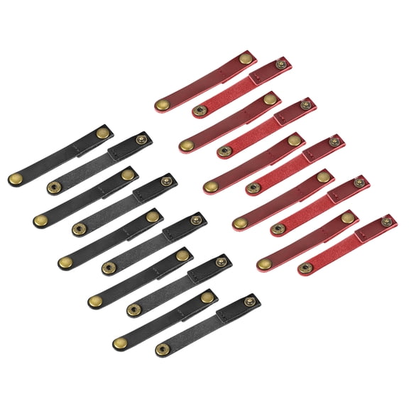 Leather Cable Straps Cable Ties, Cord Organizer, Portable Cable Management, Black/Wine Red, Pack of 20