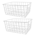 thumbnail image 1 of Freezer Storage Basket, Rust Proof Lightweight 2pcs Iron Basket Bin  for Desktop White Unlined, 1 of 8