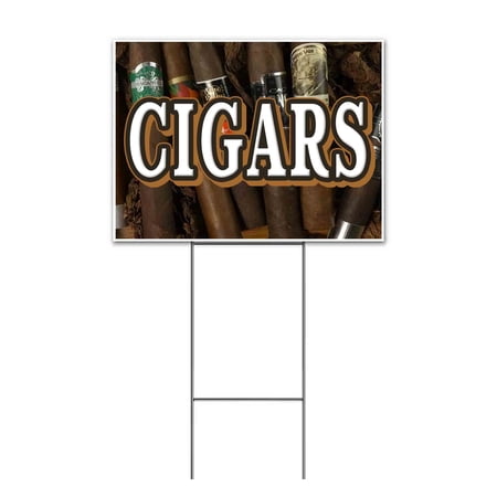 Cigars (18 x 24 ) Yard Sign Includes Metal Step Stake