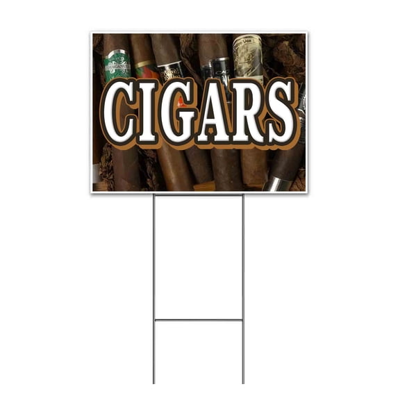 Cigars (18" x 24") Yard Sign, Includes Metal Step Stake
