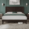 thumbnail image 2 of Renwick Queen Size Modern Farmhouse Platform Bed for Adults, Espresso, 2 of 10