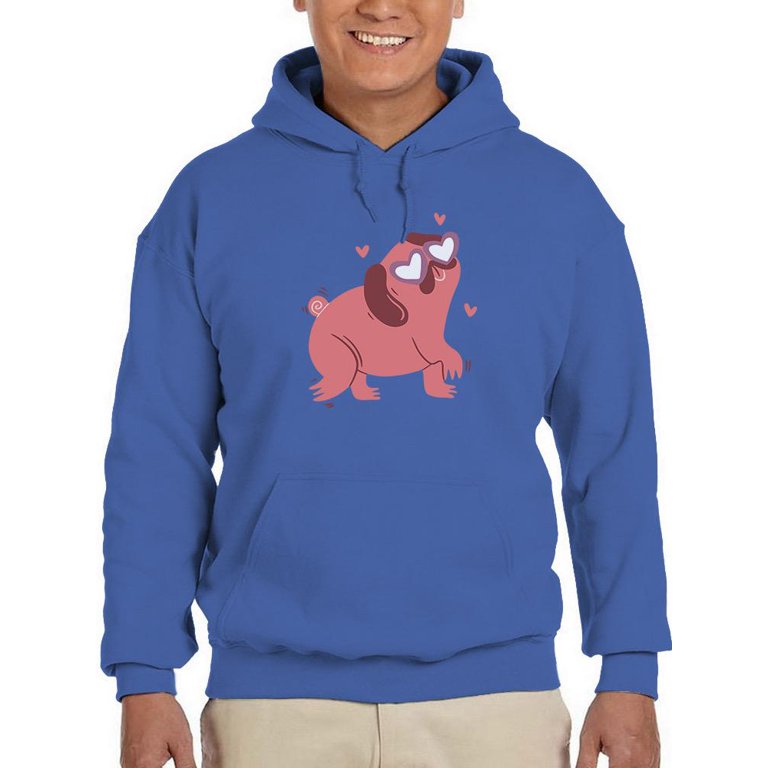Pug Heart Eyes Hoodie Men -Smartprints Designs, Male 4X-Large - Walmart.com