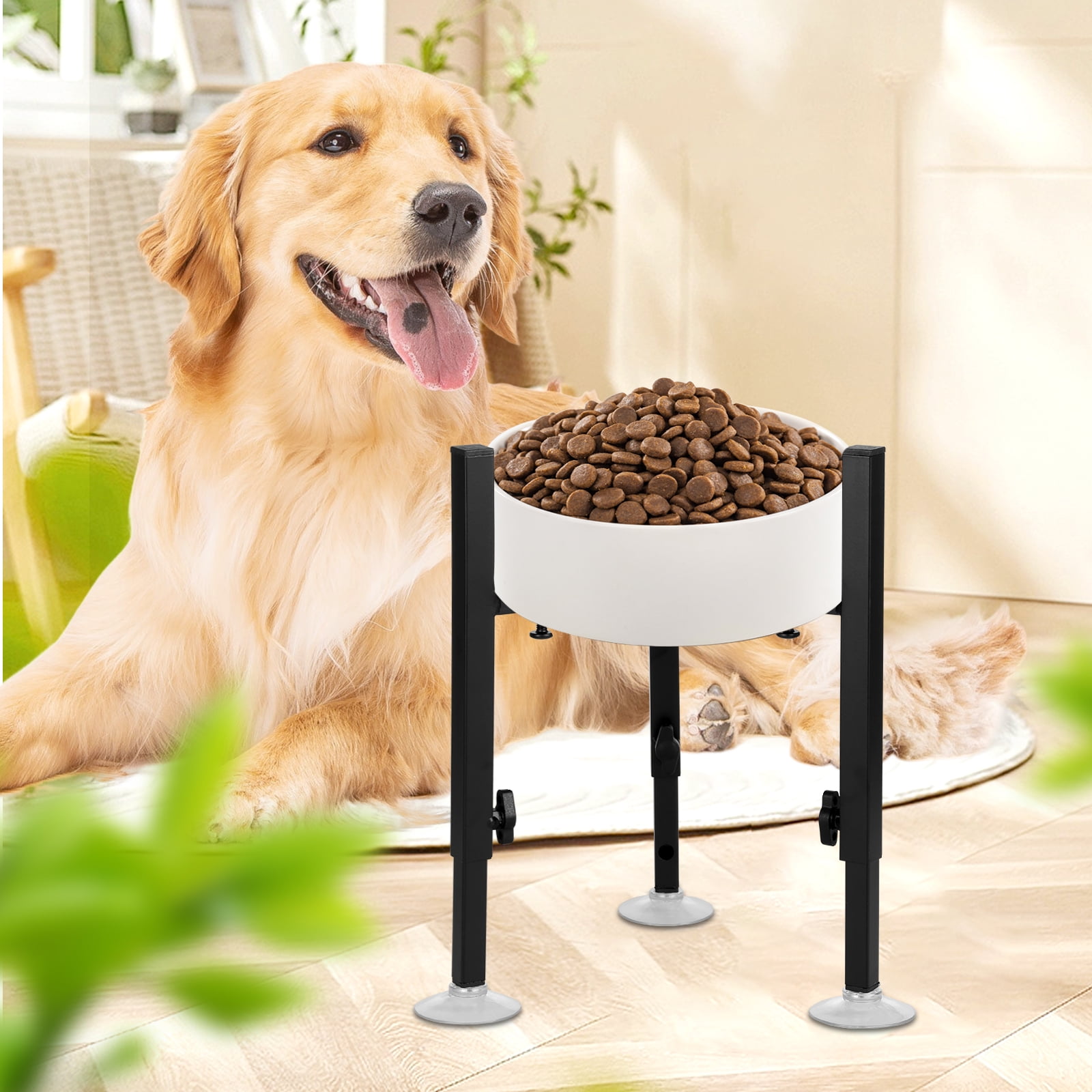 Threns Dog Bowl Stand Width and Height Adjustable Elevated Dog Bowl Stand Sturdy Metal Dog Food Bowl Stand Stable Raised Dog Bowl Stand for Large Dogs Pets(Bowl Not Included)