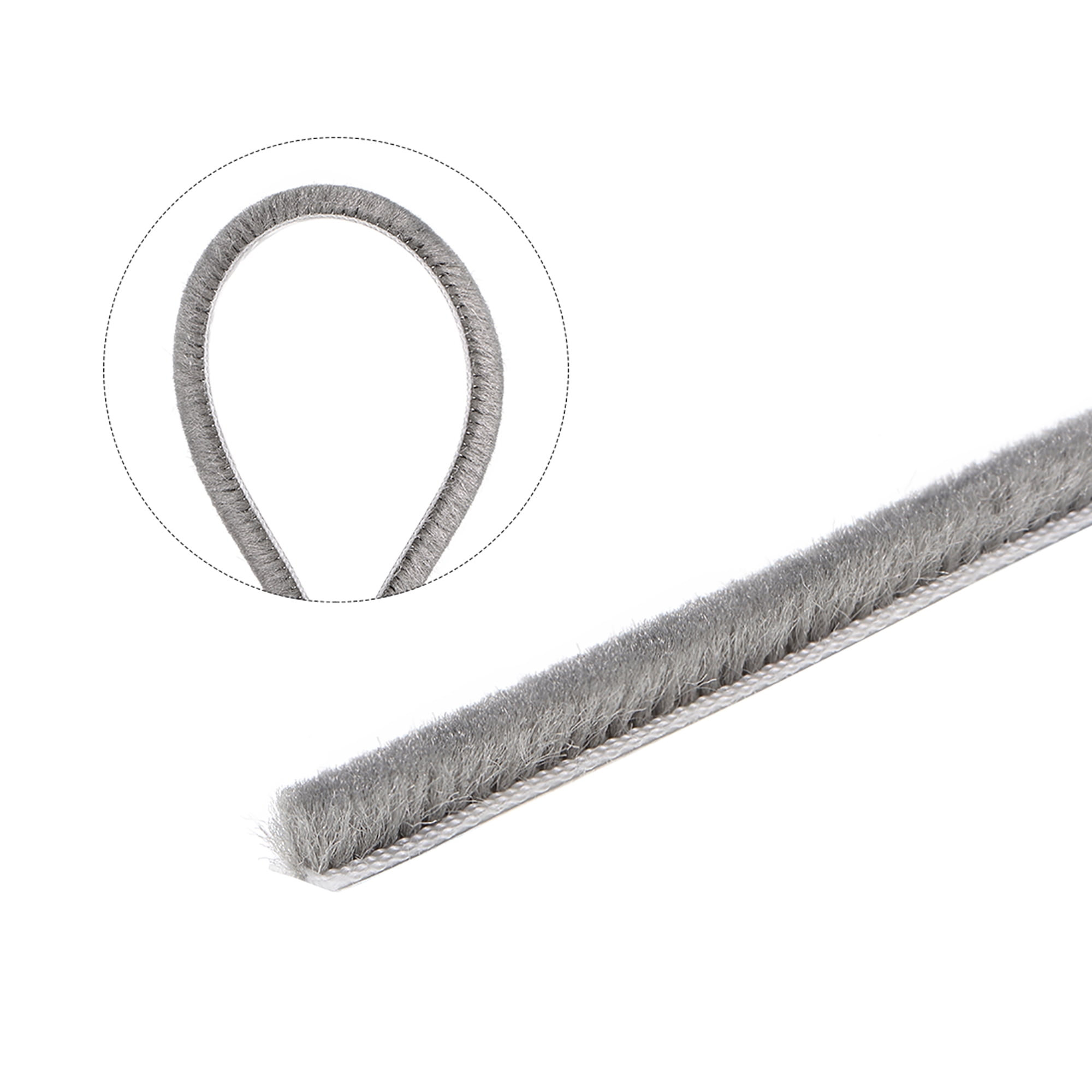 Gray Adhesive Felt Door Seal Strip Pile Weatherstrip Door Sweep Brush for Door Window 394Inch L X 0.24 Inch W uxcell Brush Weather Stripping 10000mm X6mm