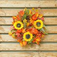 thumbnail image 1 of Corona Decorativa para Festivales, Corona de Hojas de Arce Artificiales, Corona de Hojas de Arce, Girasol y Calabaza., 1 of 5