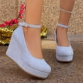 thumbnail image 6 of Willtoo Wedges for Women Closed Round Toe Ankle Strap Platform High Heel Wedge Pumps Dress Shoes Sky Blue, 6 of 6