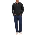 thumbnail image 2 of Men's Casual Contrast Button Collared Long Sleeves Jacquard Polo T-Shirts S Black, 2 of 6