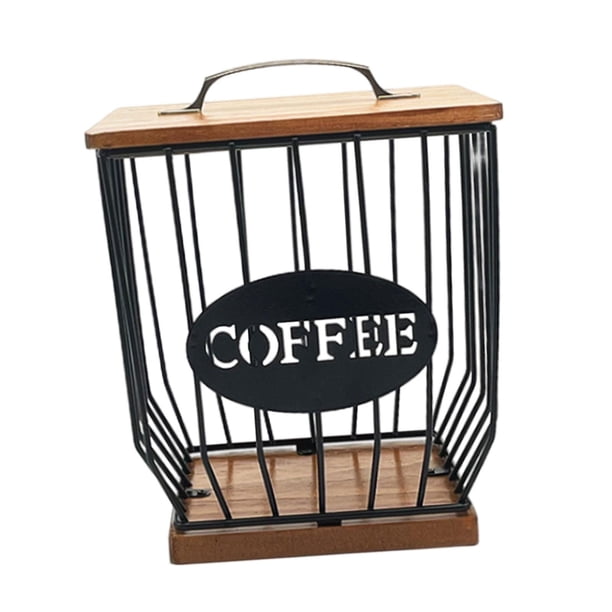 Soporte para cápsulas de café, organizador de tazas de almacenamiento de gran capacidad, con tapa de hierro para café Estilo B
