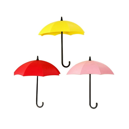 

Riguas 3 Pcs Wall Hook Umbrella Shape Cute Plastic Colorful Hanging Hook for Home