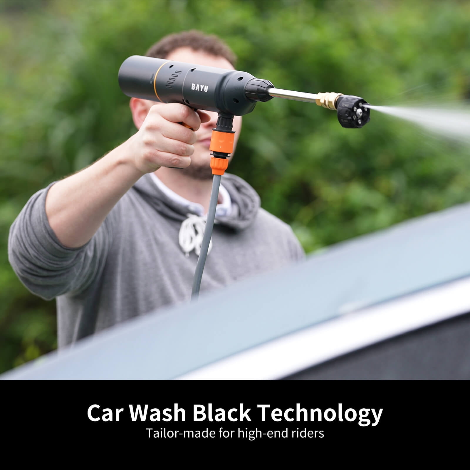 BAYU 2 in 1 Cordless Pressure Washer, 200PSI Portable Car Pressure Washer, 15000mAh Car Washer with 6-in-1 Nozzle, Handheld Pressure Washer for Car, Home, Garden