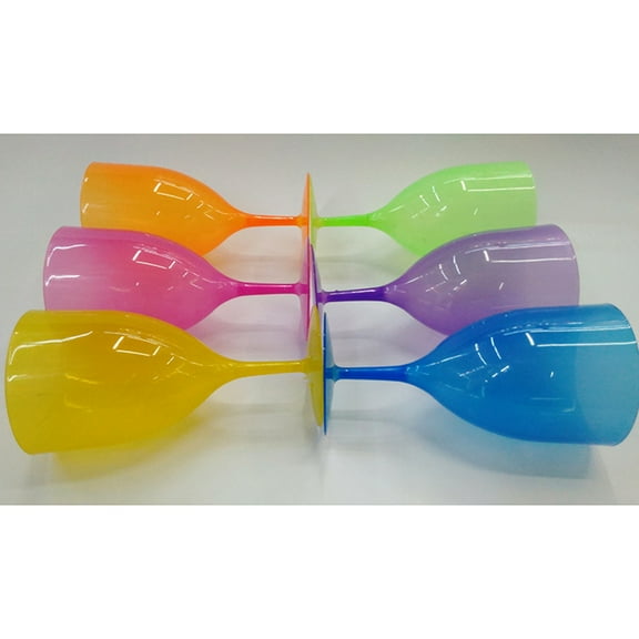 PBPBOX Colorful Plastic Wine Glasses for Parties and Festivals 12pcs Assorted Color Cups