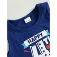 thumbnail image 6 of Aojekbee Independence Day Kids Boys Clothes Suits Letter Print Crew Neck Sleeveless Tank Tops Flag Stars Stripe Print Shorts 2Pcs Set, 6 of 10