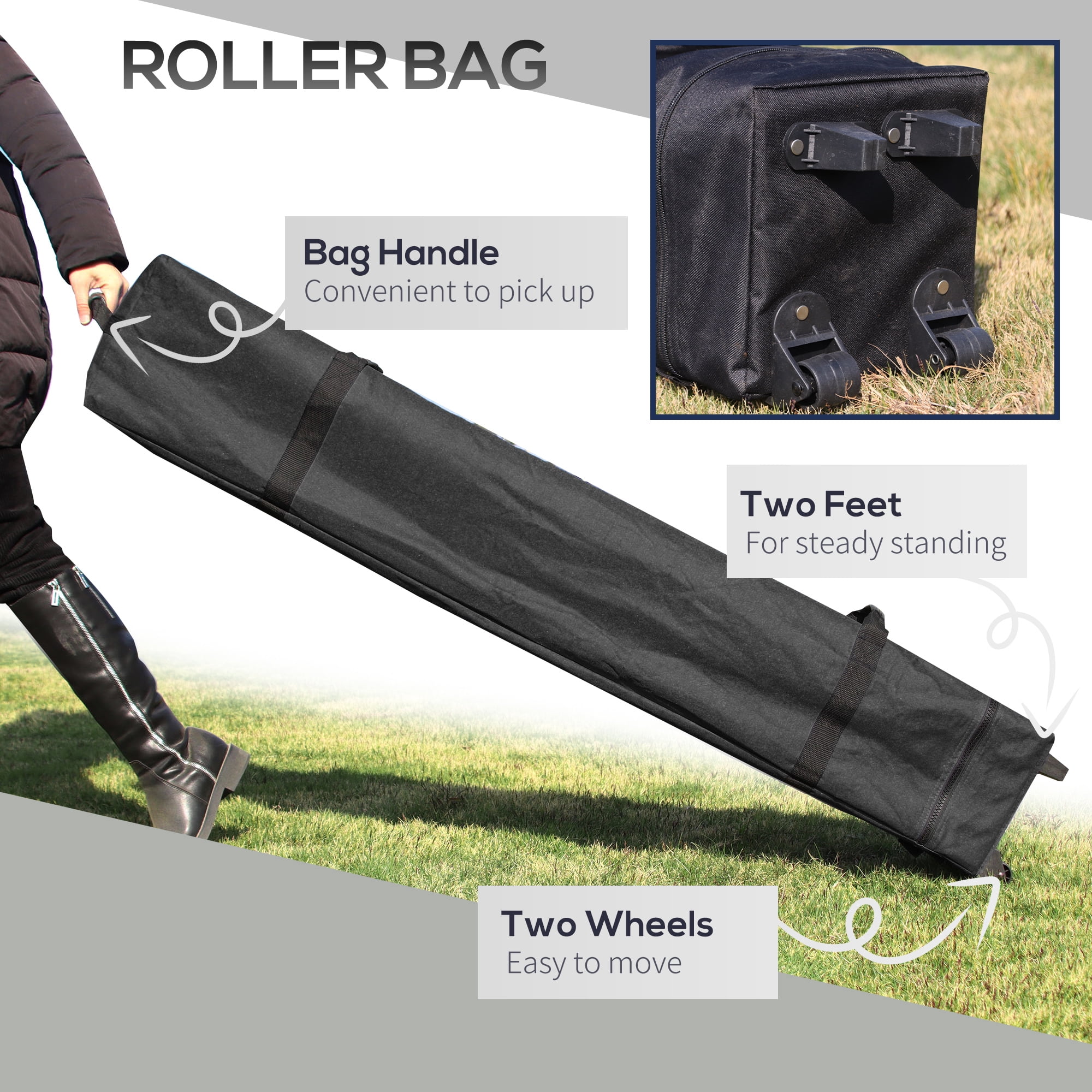 Outsunny 10' x 10' Pop Up Canopy Tent with Wheeled Carry Bag and Sand Bags