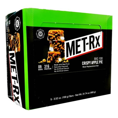 Product Of Met-Rx Big100, Bar - Colossal Crispy Apple Pie, Count 9 (3.52 oz ) - Nutrition Bar With Protein / Grab Varieties &