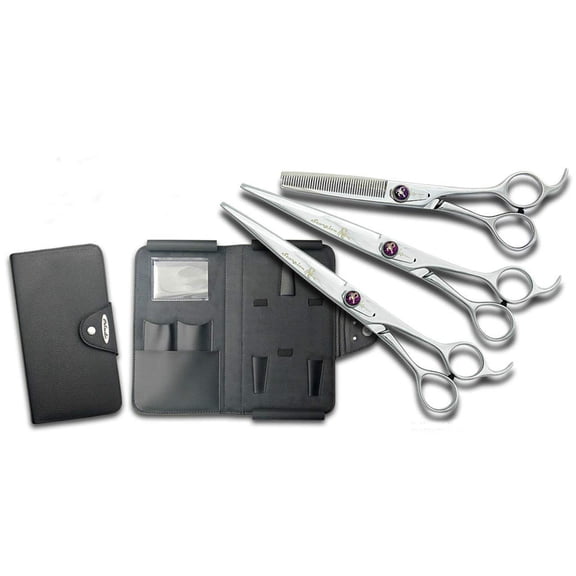 Kenchii Scorpion Grooming Shears 7 in. Scissor Set Straight, Curved & Thinning Dog Grooming Shear Included (7.0" 3 Piece Set)