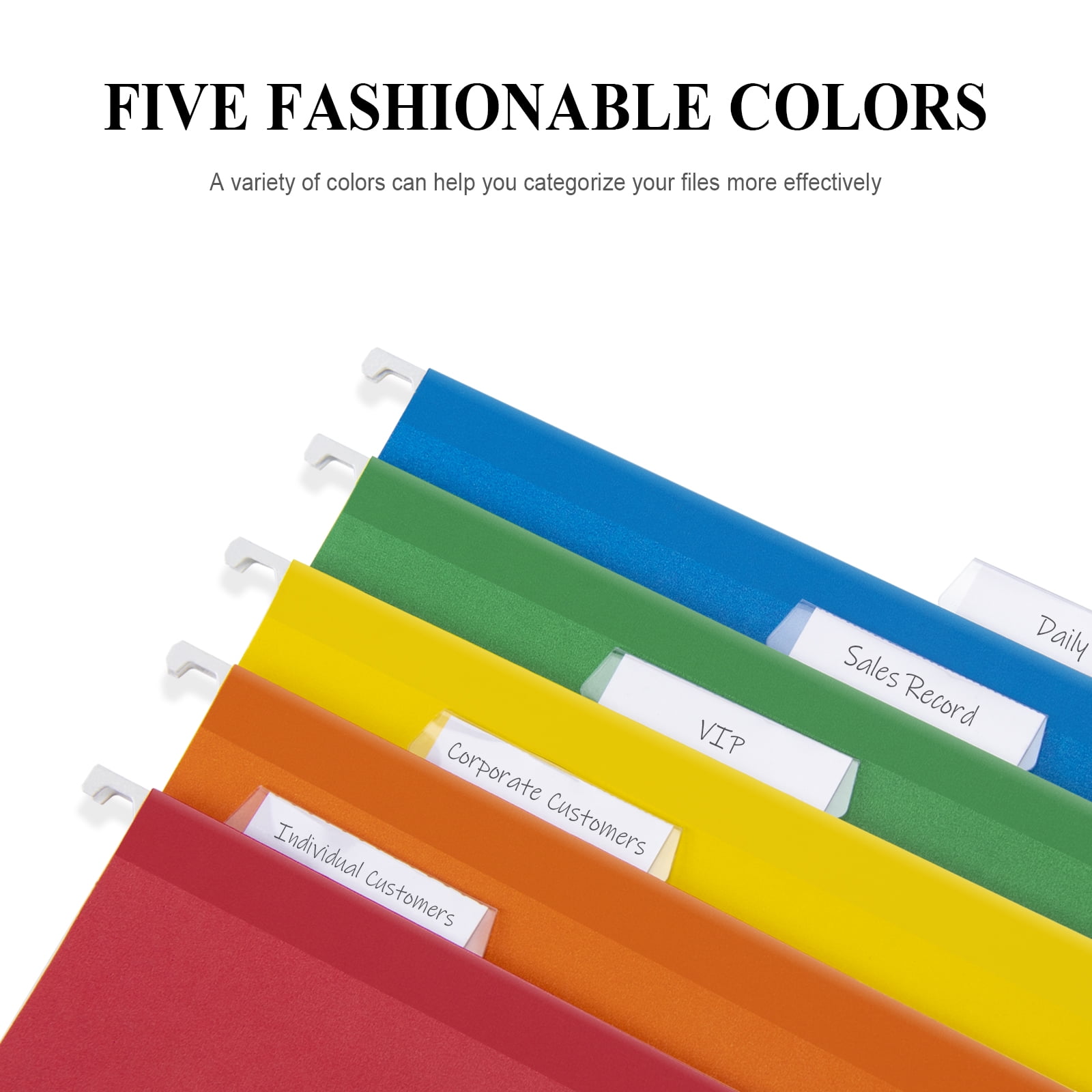 ViVin Hanging File Folders with 1/5 Cut Tabs, 2 Inch Expansion, 25 Pack Letter Size, for Home School Office(Assorted)