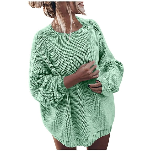 Ashirexll Pullover Sweaters for Women Winter Sweaters Fashion Casual Long Sleeve Solid Color Knitted Sweater Tops Warm Soft Comfortable Fall Winter Clothing