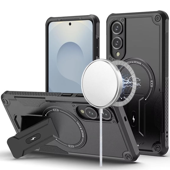 For Samsung Galaxy s25 Edge Sturdy Bracket Kickstand Magnetic Hybrid - Black