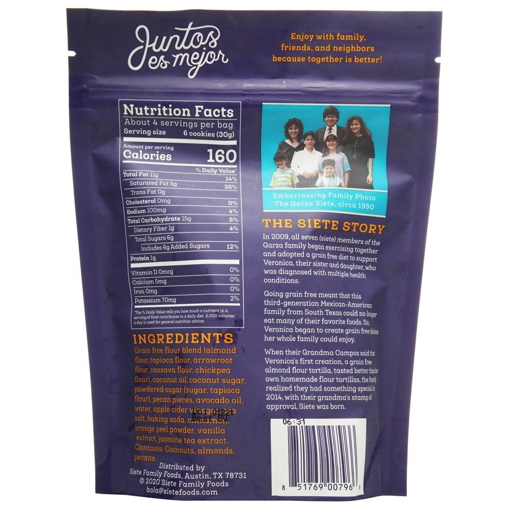 (3 pack) Siete Family Foods Grain Free Mexican Wedding Cookies, 4.5 oz