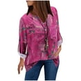 thumbnail image 1 of Mode Femmes Décontracté Vintage Imprimé Col en V Manches Longues Chemise Blouse Hauts, 1 of 1