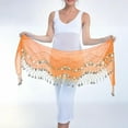 thumbnail image 4 of Women's Belly Dance Hip Scarf Beads Fringe Skirt Wrap for Belly Orange Free Size, 4 of 4