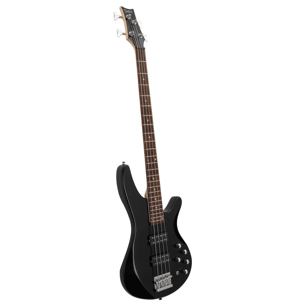 Tcbosik 4 String Electric Bass with H-H Pickup and Laurel Wood Fingerboard, 44 Inch Bass with Bag and Strap, Connecting Wire, Spanner Tool and Plectrum for Beginner, Black